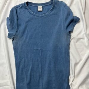 Aritzia Washed Blue Short Sleeve Crewneck